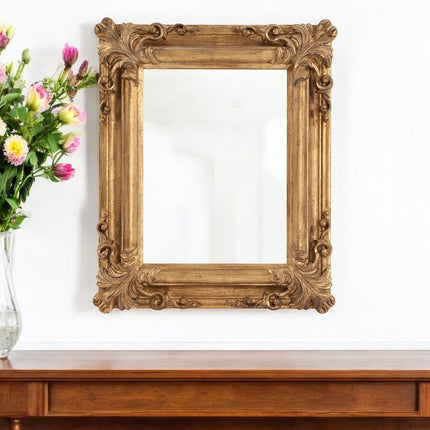 23" Antiqued Gold Ornate Scroll Framed Accent Mirror HomeRoots