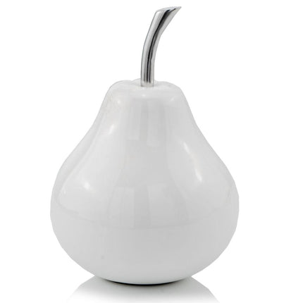 White Medium  Pear Shaped Aluminum Accent Home Decor HomeRoots