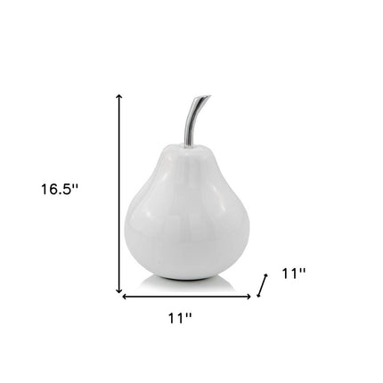 White Medium  Pear Shaped Aluminum Accent Home Decor