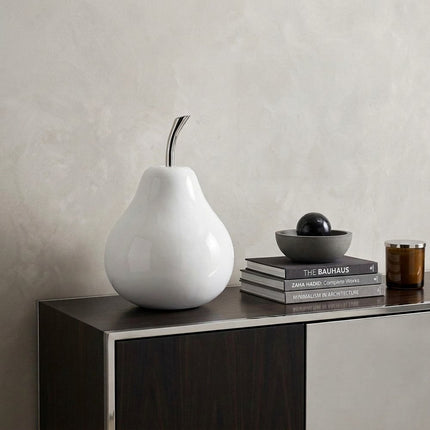White Medium  Pear Shaped Aluminum Accent Home Decor