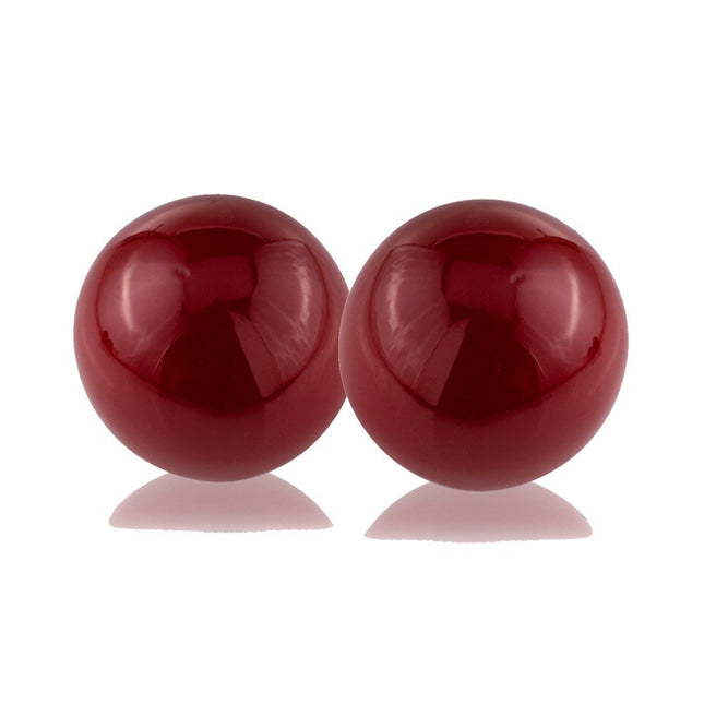 Set of Two 3" Red Aluminum Decorative Orbs HomeRoots