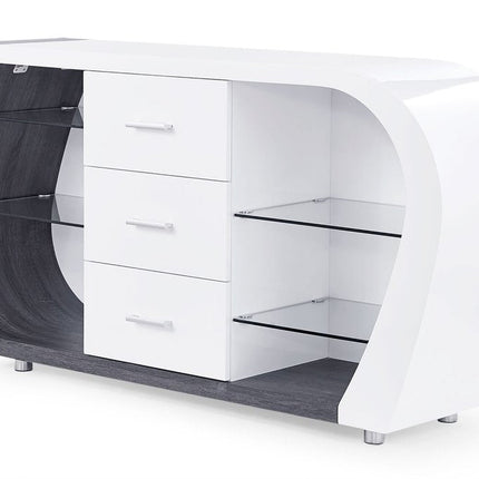 White And Grey Multi Tone Buffet With 3 Drawers HomeRoots