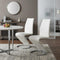 Set of Two White and Silver Upholstered Faux Leather Dining Parsons Chairs HomeRoots