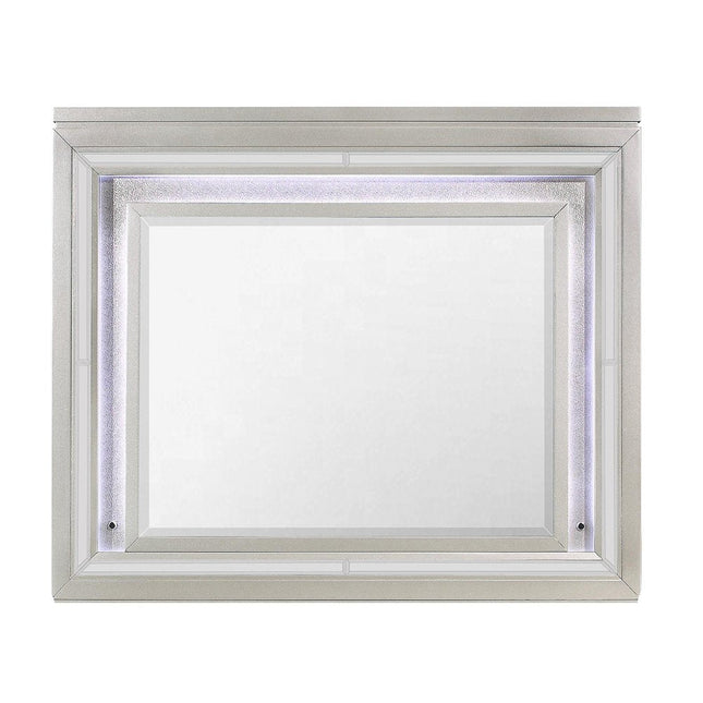 38" Champagne Wood Lighted Mounted Accent Mirror HomeRoots