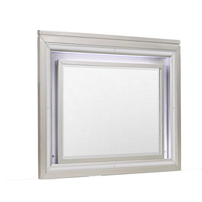 38" Champagne Wood Lighted Mounted Accent Mirror HomeRoots