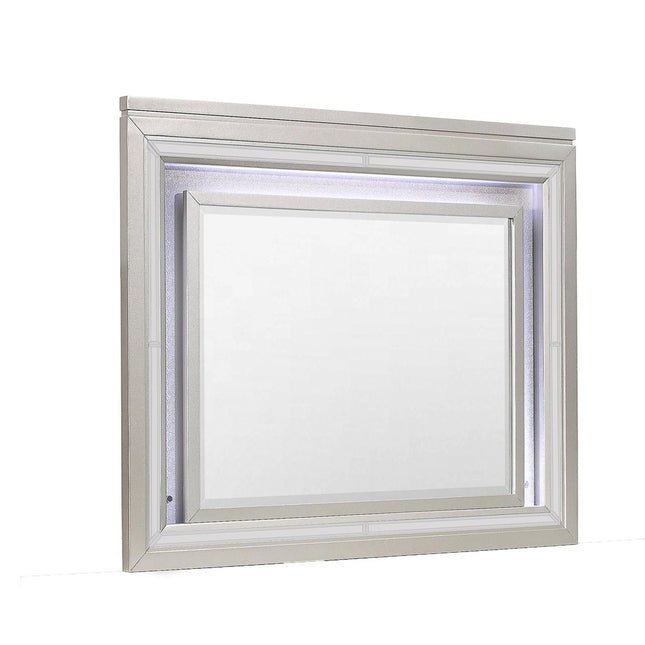 38" Champagne Wood Lighted Mounted Accent Mirror