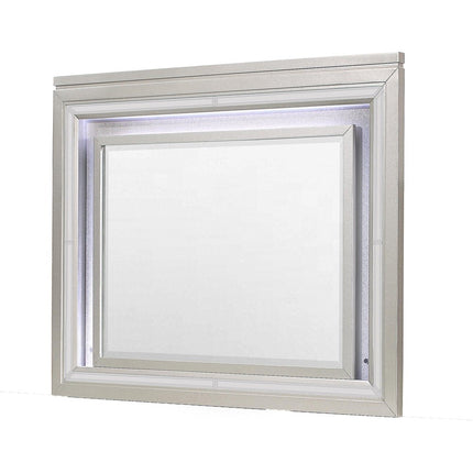 38" Champagne Wood Lighted Mounted Accent Mirror HomeRoots
