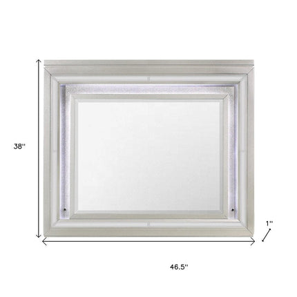38" Champagne Wood Lighted Mounted Accent Mirror HomeRoots