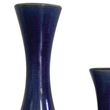 Set of Two Cobalt Cylinder Ceramic Table Vase HomeRoots