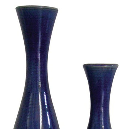 Set of Two Cobalt Cylinder Ceramic Table Vase HomeRoots