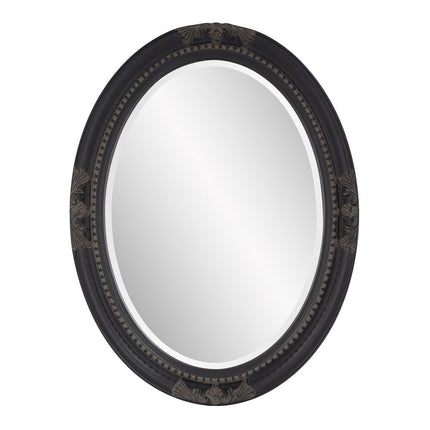 33" Black Ornate Oval Wood Framed Accent Mirror HomeRoots