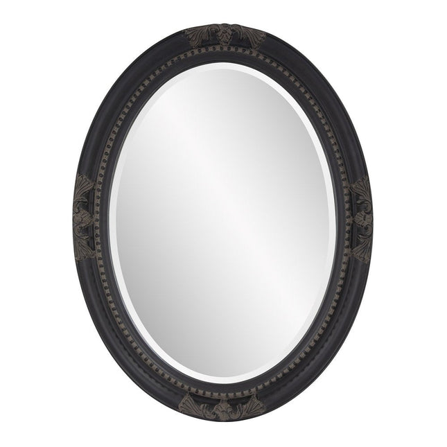 33" Black Ornate Oval Wood Framed Accent Mirror HomeRoots