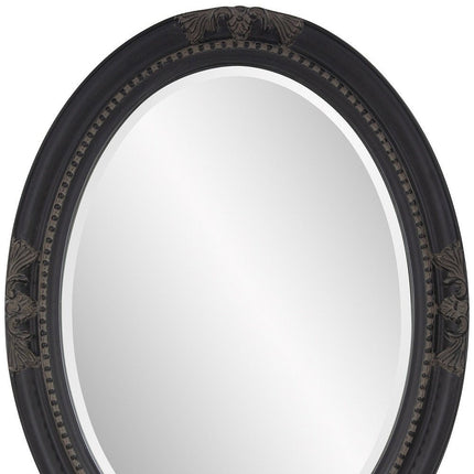 33" Black Ornate Oval Wood Framed Accent Mirror HomeRoots