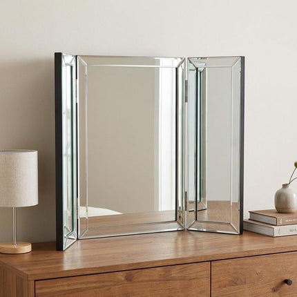21" Gray Freestanding Framed Makeup Shaving Tabletop Mirror