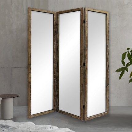 Three Panel Natural Zig Zag Wood Room Divider Screen HomeRoots