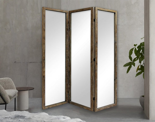 Three Panel Natural Zig Zag Wood Room Divider Screen HomeRoots