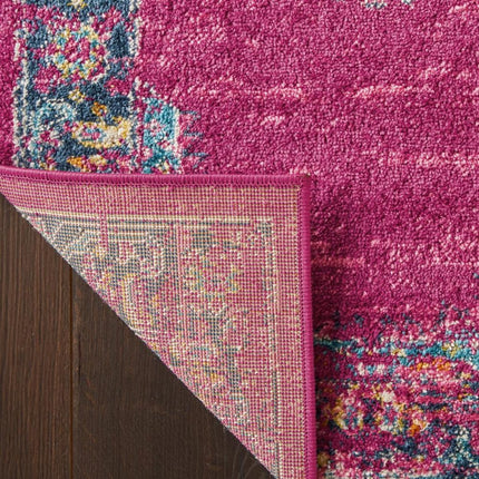 10' Fuchsia And Blue Oriental Distressed Runner Rug HomeRoots