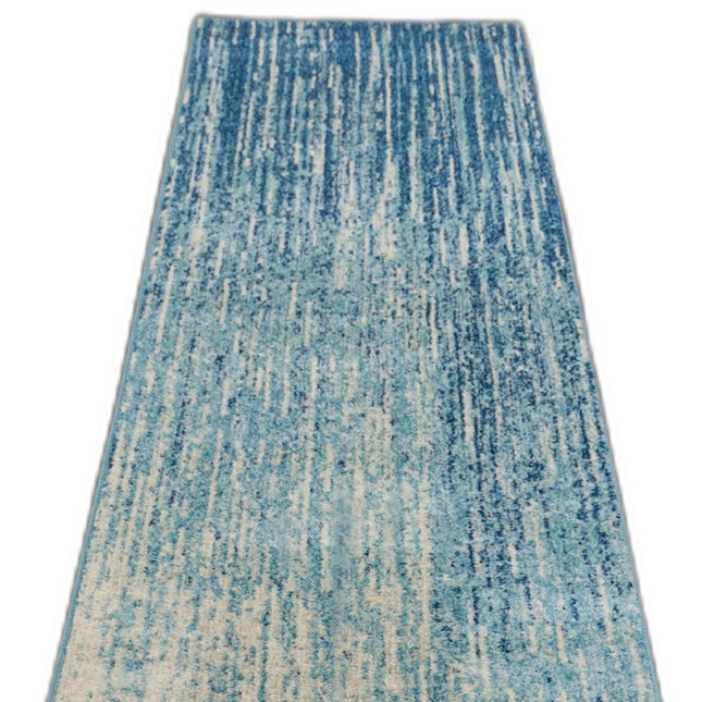 10' Blue And Ivory Abstract Runner Rug HomeRoots