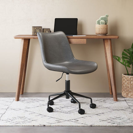 Gray and Black Adjustable Swivel Faux Leather Rolling Office Chair HomeRoots