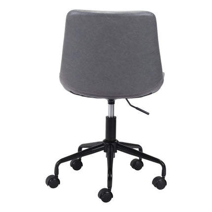 Gray and Black Adjustable Swivel Faux Leather Rolling Office Chair HomeRoots