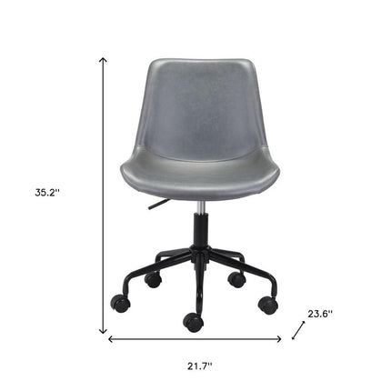 Gray and Black Adjustable Swivel Faux Leather Rolling Office Chair HomeRoots
