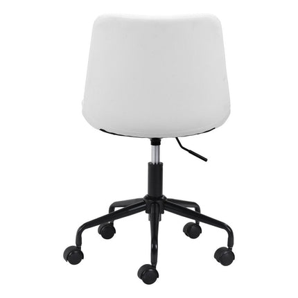 White and Black Adjustable Swivel Faux Leather Rolling Office Chair HomeRoots