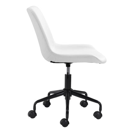 White and Black Adjustable Swivel Faux Leather Rolling Office Chair HomeRoots