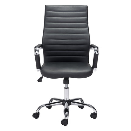 Silver and Black Adjustable Swivel Faux Leather Rolling Conference Office Chair HomeRoots