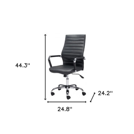 Silver and Black Adjustable Swivel Faux Leather Rolling Conference Office Chair HomeRoots