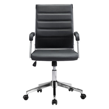 Silver and Black Adjustable Swivel Faux Leather Rolling Conference Office Chair HomeRoots