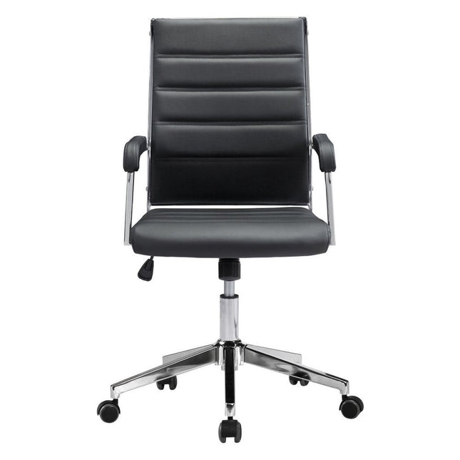 Silver and Black Adjustable Swivel Faux Leather Rolling Conference Office Chair HomeRoots