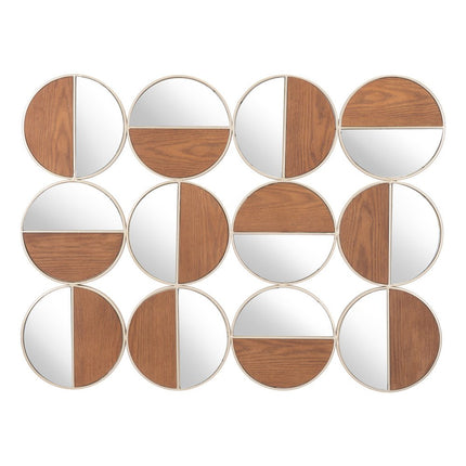 36" Gold And Walnut Steel Round Framed Accent Mirror HomeRoots