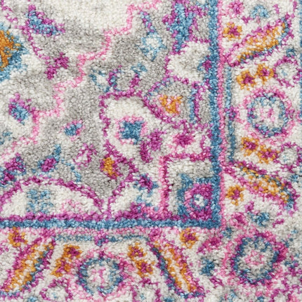 10' Light Gray And Pink Medallion Runner Rug HomeRoots