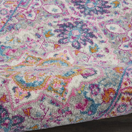 10' Light Gray And Pink Medallion Runner Rug HomeRoots