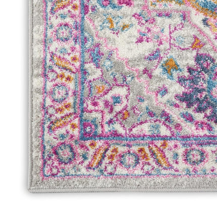 10' Light Gray And Pink Medallion Runner Rug HomeRoots