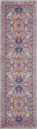 10' Light Gray And Pink Medallion Runner Rug HomeRoots