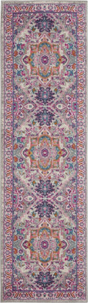 10' Light Gray And Pink Medallion Runner Rug HomeRoots