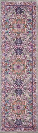 10' Light Gray And Pink Medallion Runner Rug HomeRoots