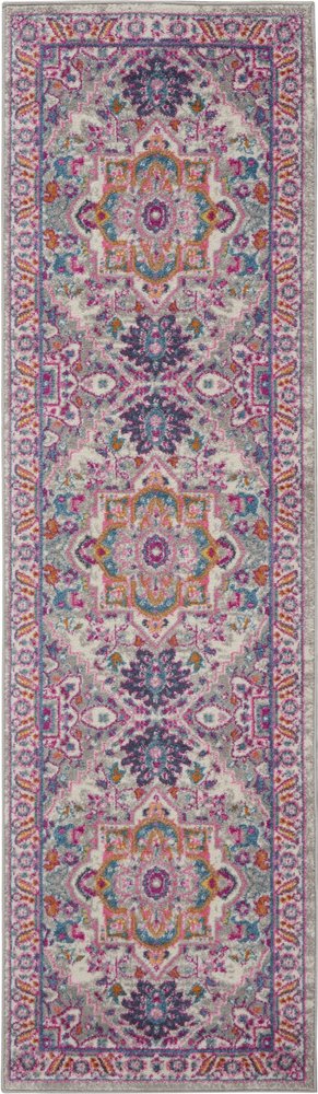 10' Light Gray And Pink Medallion Runner Rug HomeRoots