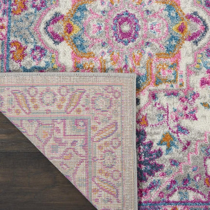 10' Light Gray And Pink Medallion Runner Rug HomeRoots