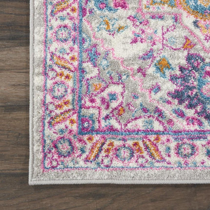 10' Light Gray And Pink Medallion Runner Rug HomeRoots
