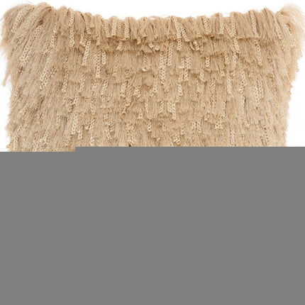Soft Beige Shag Accent Pillow HomeRoots