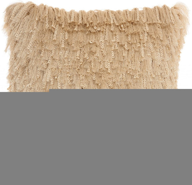 Soft Beige Shag Accent Pillow HomeRoots