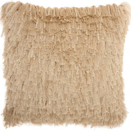 Soft Beige Shag Accent Pillow HomeRoots