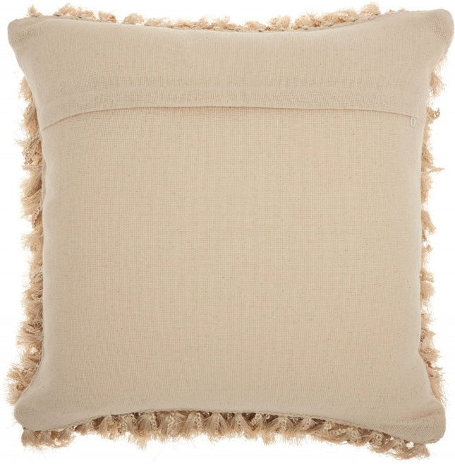 Soft Beige Shag Accent Pillow HomeRoots