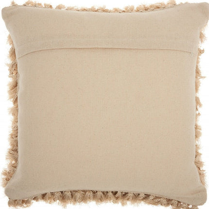Soft Beige Shag Accent Pillow HomeRoots