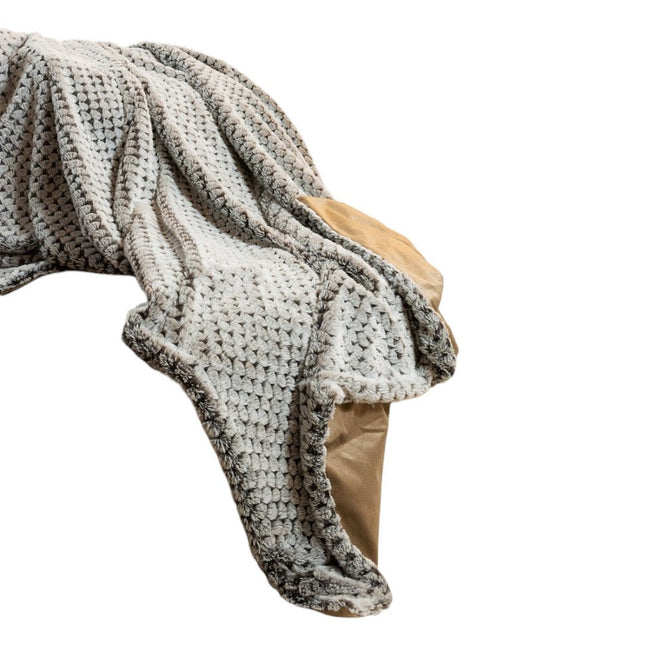 Brown Faux Fur Ombre Plush Throw HomeRoots