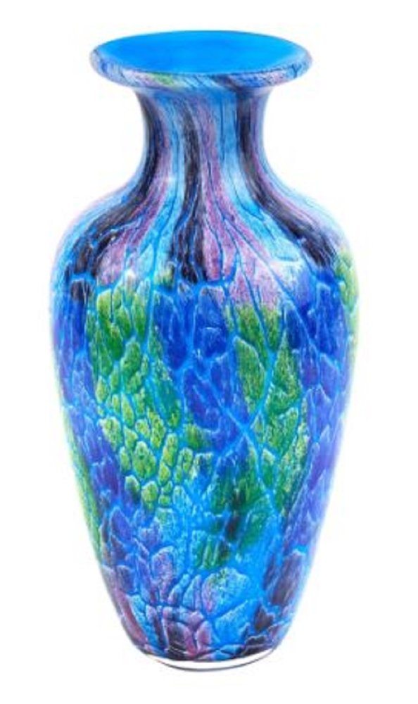 10" Blue and Green Glass Abstract Round Table Vase HomeRoots