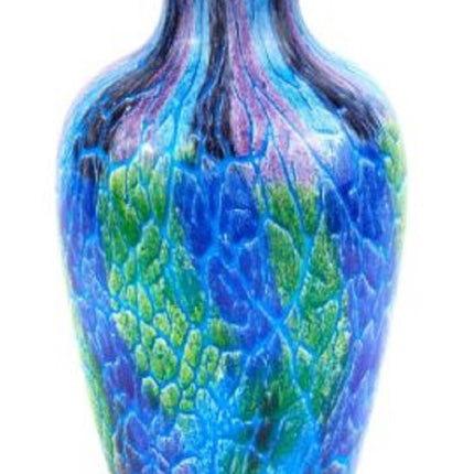 10" Blue and Green Glass Abstract Round Table Vase HomeRoots