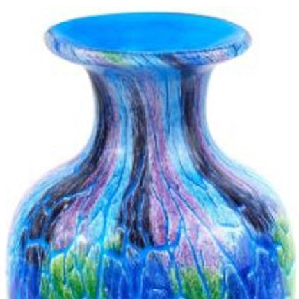 10" Blue and Green Glass Abstract Round Table Vase HomeRoots